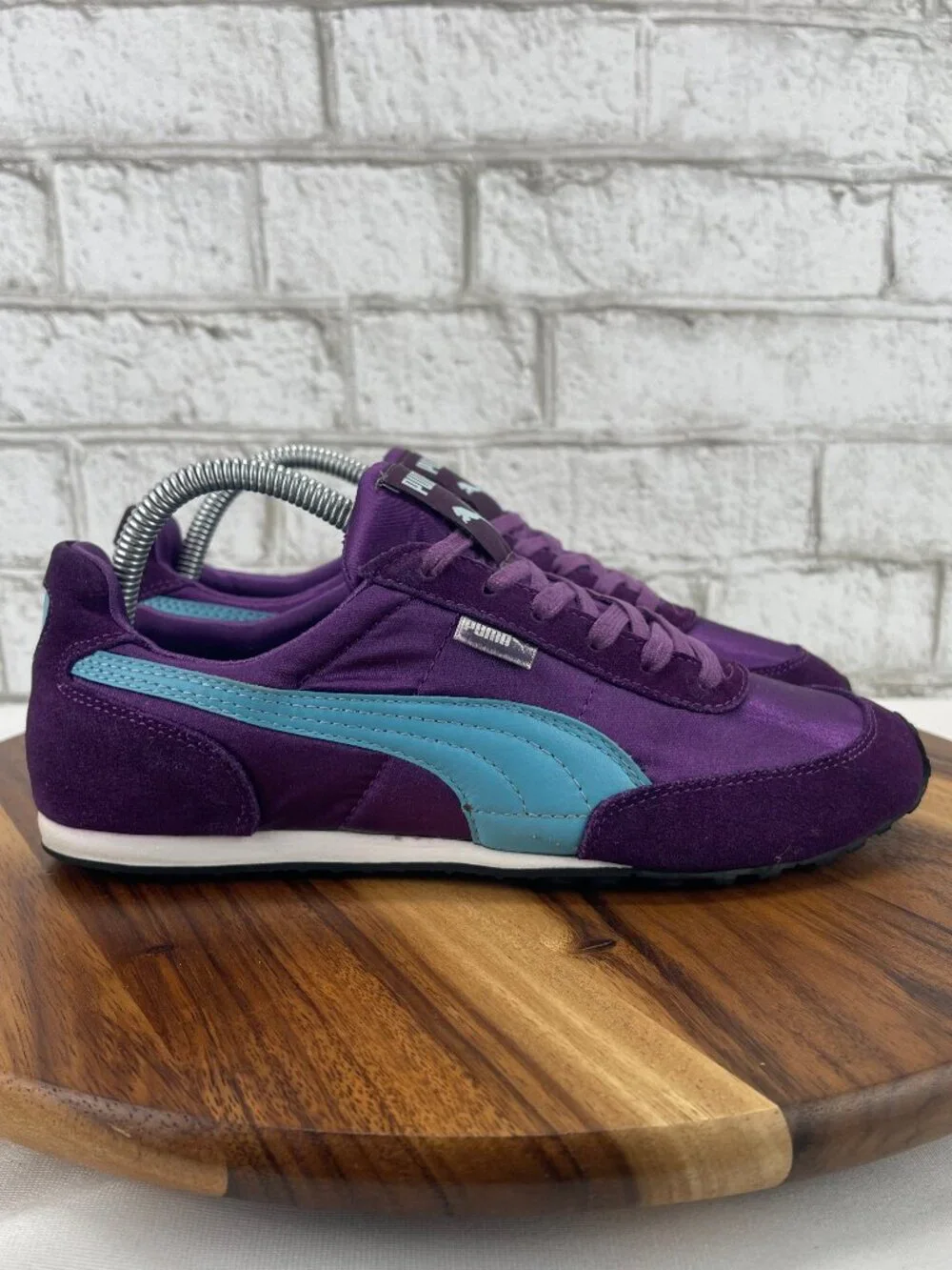 VTG Puma Womens Sz. 8.5 Purple/Light Blue Suede Retro Trainers Shoes
